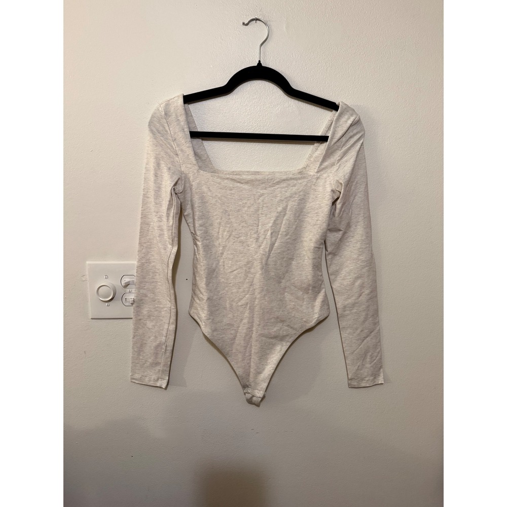 Aritzia Contour Off Shoulder Bodysuit Heather Oatmeal Size S NWT